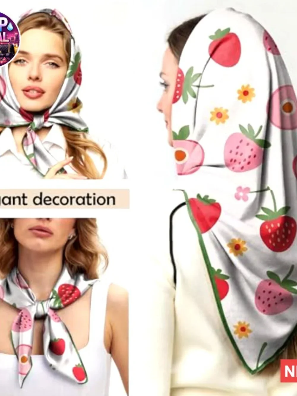 Silk Feeling Scarf Satin Head Hair Wrap Large Square 27.5 Inches